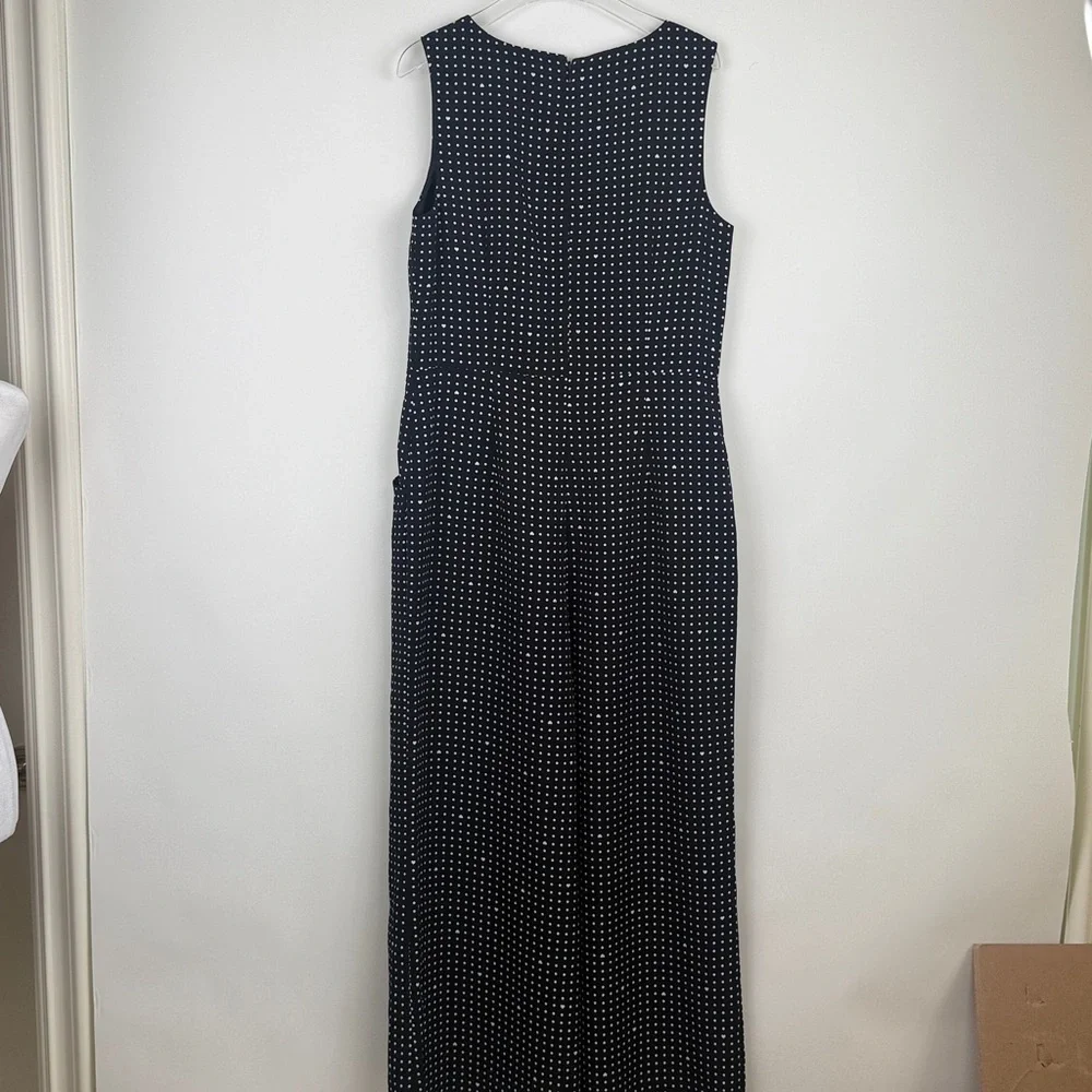 Karl Lagerfeld Paris Black White Polka Dot Hearts Wide Leg Sleeveless Jumpsuit 6